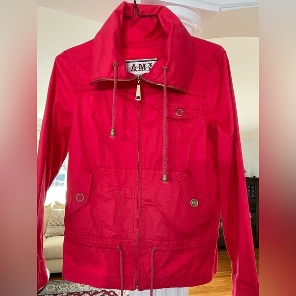 A M X / Ami Jackets& Coats light weight 98% cotton hot pink Size L women’s. - Picture 2 of 7